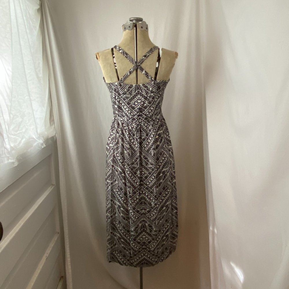 Patterned Brown-And-White Patterned Sundress With… - image 3